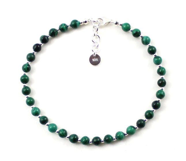 Malachite Minimalist Green Anklet With Silver-0