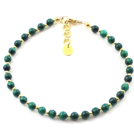 Malachite Minimalist Green Anklet With Silver-4