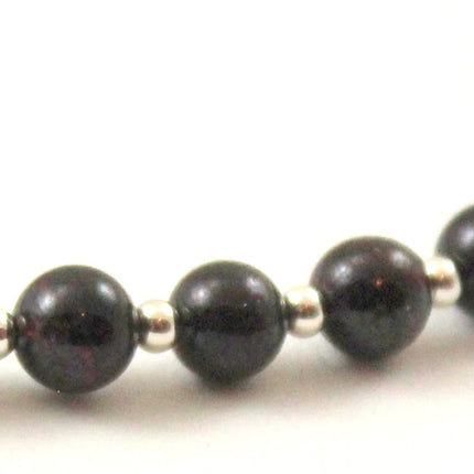 Red Garnet Minimalist Burgundy Anklet With Silver-3