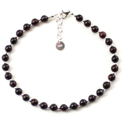 Red Garnet Minimalist Burgundy Anklet With Silver-0