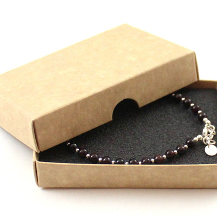 Red Garnet Minimalist Burgundy Anklet With Silver-1