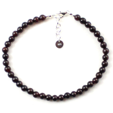 Red Garnet Minimalist Burgundy Anklet With Silver-5
