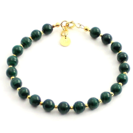 Malachite Green Bracelet With Silver Beads-4