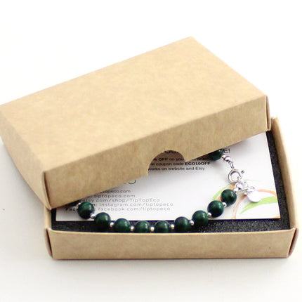 Malachite Green Bracelet With Silver Beads-1