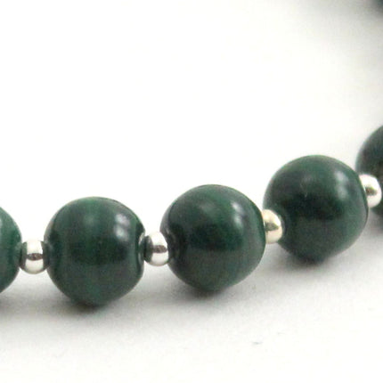Malachite Green Bracelet With Silver Beads-3