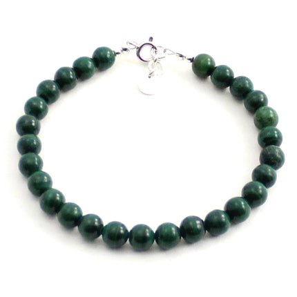 Malachite Green Bracelet With Silver Beads-5