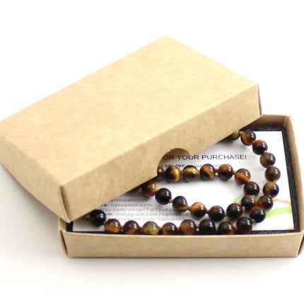 Tiger's Eye Round Bead Knotted Necklace-1