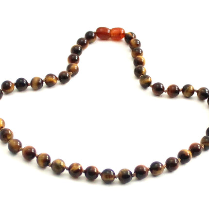 Tiger's Eye Round Bead Knotted Necklace-2