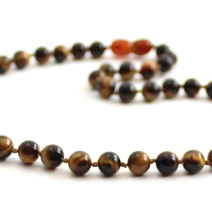 Tiger's Eye Round Bead Knotted Necklace-3