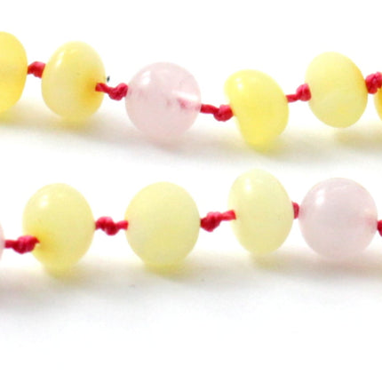 Amber Yellow and Rose Quartz Anklet Bracelet For Girl-1
