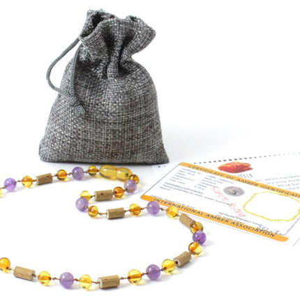 NBBP-H2 Honey Amber Necklace with Amethyst and Hazelwood-1