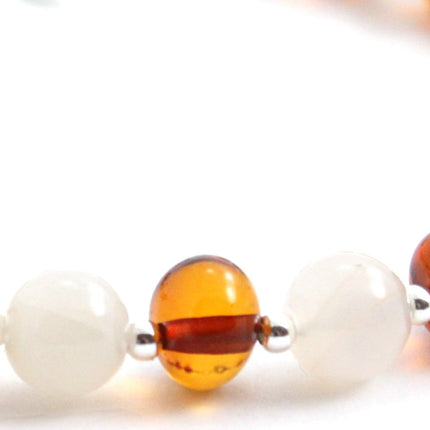 Baltic Amber Cognac Bracelet With Silver and Moonstone-1