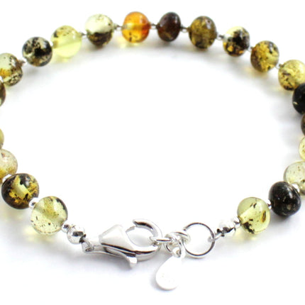 Amber Green Polished Bracelet With Silver-2