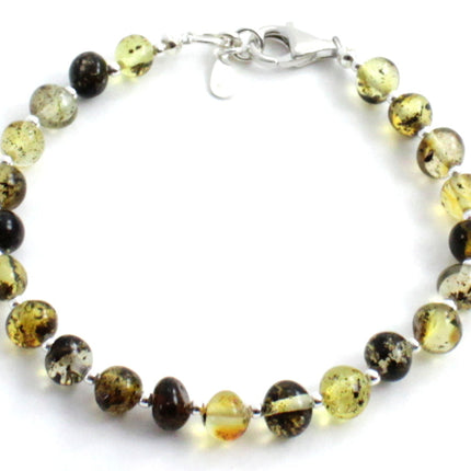 Amber Green Polished Bracelet With Silver-0