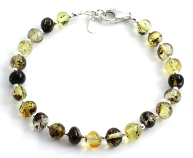 Amber Green Polished Bracelet With Silver-0