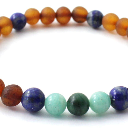 Unpolished Amber Stretch Bracelets With Gemstones-3
