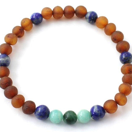 Unpolished Amber Stretch Bracelets With Gemstones-0