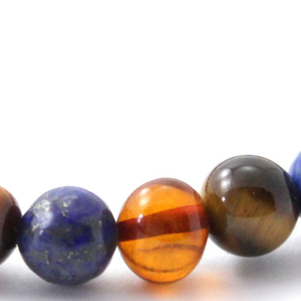 Stretch Bracelets With Lapis Lazuli, Tiger Eye and Amber-1