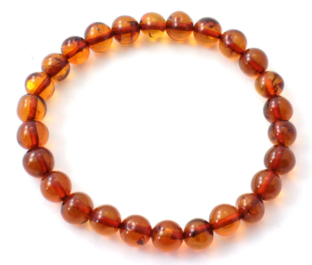 Amber Polished Cognac Stretch Bracelet for Adults-0
