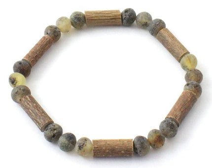 Amber Green Unpolished Stretch Bracelet With Hazelwood-0