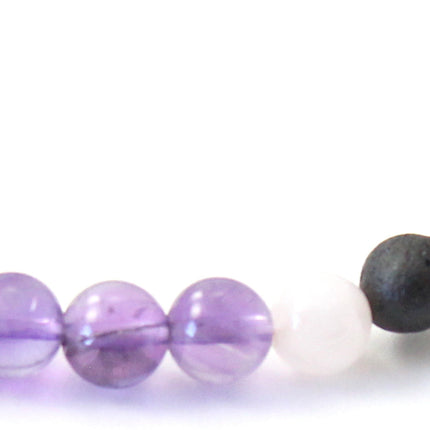 Amber Stretch Cherry Bracelet With Amethyst and Rose Quartz-2