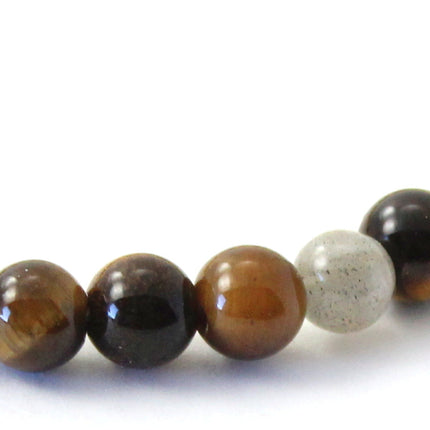 Stretch Bracelet With Labradorite, Tiger Eye and Honey Amber-2