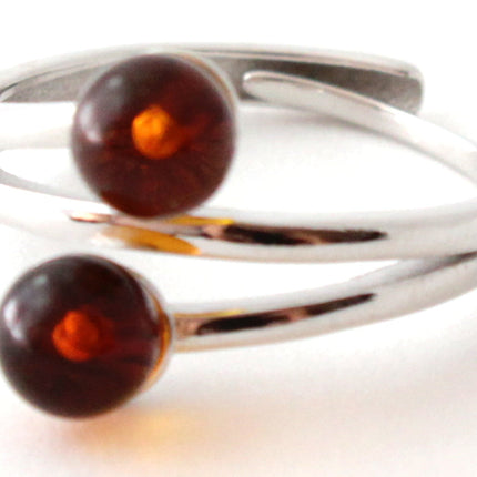 RRP-4S2 Silver Ring With Baltic Amber Beads-3