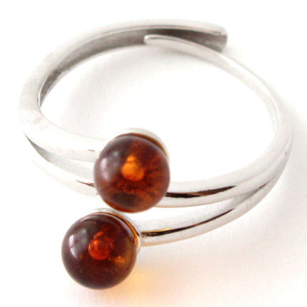 RRP-4S2 Silver Ring With Baltic Amber Beads-4