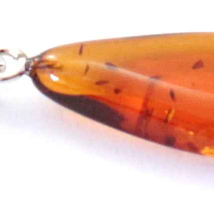 POP-3 Amber Drop Cognac Polished Pendant With Silver-2