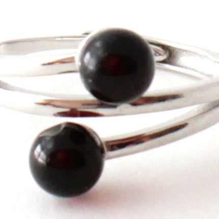 RRP-4S2 Silver Ring With Baltic Amber Beads-0