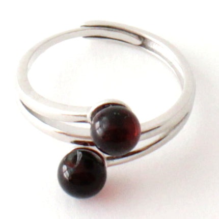 RRP-4S2 Silver Ring With Baltic Amber Beads-1