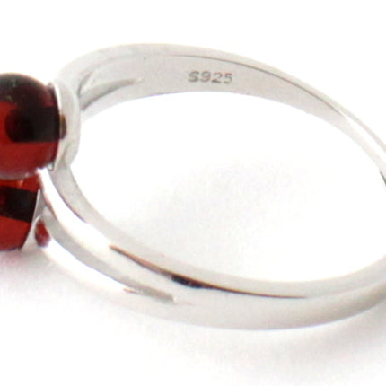 RRP-4S2 Silver Ring With Baltic Amber Beads-2