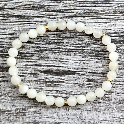 Stretch Bracelets With Silver and White Moonstone-0