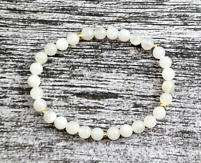 Stretch Bracelets With Silver and White Moonstone-0