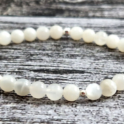 Stretch Bracelets With Silver and White Moonstone-4