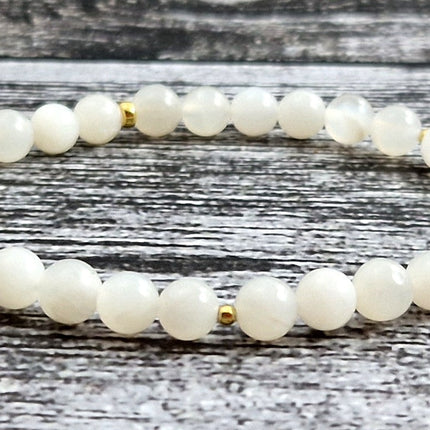 Stretch Bracelets With Silver and White Moonstone-3