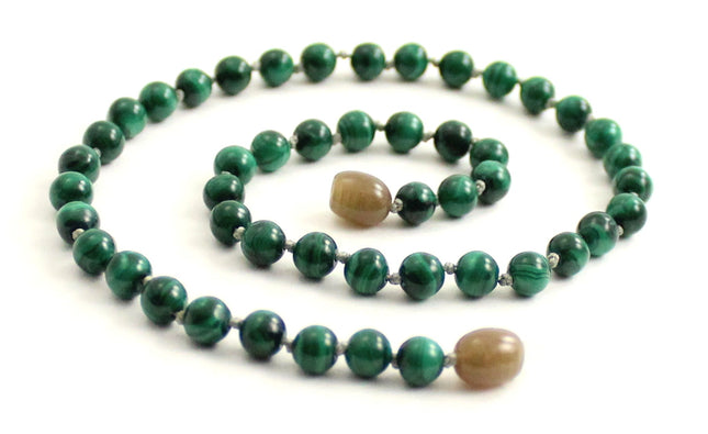 Malachite Gemstone Knotted Green Necklace-0