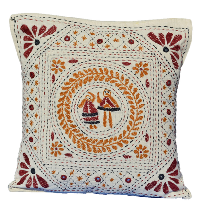 Hand Embroidered Artisanal Decorative Mirror Pillow-0