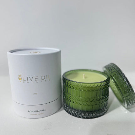 Premium Olive Oil Candle, Rose Geranium 215g-2