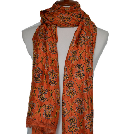 Hand Embroidered kantha silk shawl-2