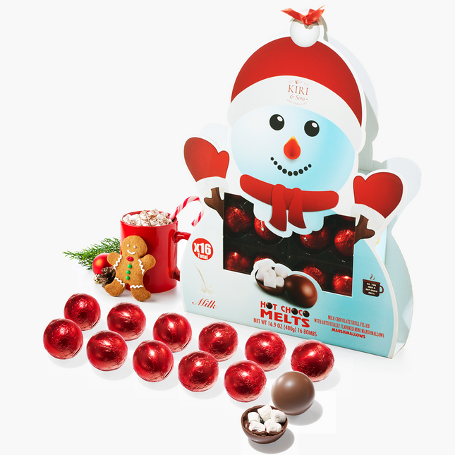 Large Snowman Hot Chocolate Bombs - Set of 16 - Delicious Cocoa Bomb Filled with Marshmallows - Caramel & Fudge Brownie Flavors Candy Chocolates, Cocoa Bomb Gift - Delicious Holiday Christmas Gifts-0