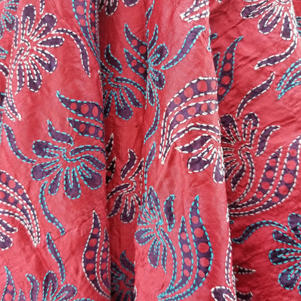 Hand Embroidered kantha silk shawl-1