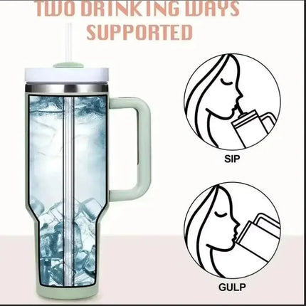 40oz 1200ML High Quality Insulated Tumbler with Handle Straw Double Wall Thermal Iced Travel Cup Coffee Cup Perfect Gift-3