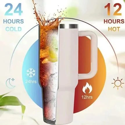 40oz 1200ML High Quality Insulated Tumbler with Handle Straw Double Wall Thermal Iced Travel Cup Coffee Cup Perfect Gift-4