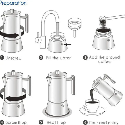 Stovetop Espresso Maker Stainless Steel Italian Coffee Machine Maker 4Cup 6.8 oz Induction Moka Pot-3