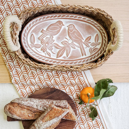 Bread Warmer & Basket Gift Set with Tea Towel - Lovebird Oval-1