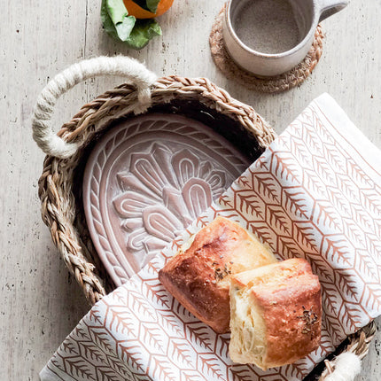 Bread Warmer & Basket Gift Set with Tea Towel - Flower-3