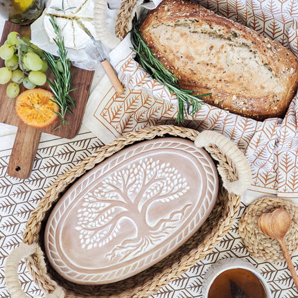 Bread Warmer & Basket Gift Set with Tea Towel - Tree of Life Oval-1
