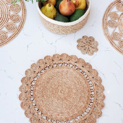 Jute Flower Placemat (Set of 2)-2