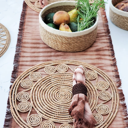 Woven Palm Fiber Napkin Ring - Brown (Set of 4)-1